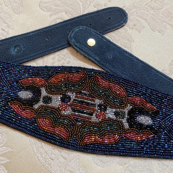 Accessories - Vintage Leather and beaded belt